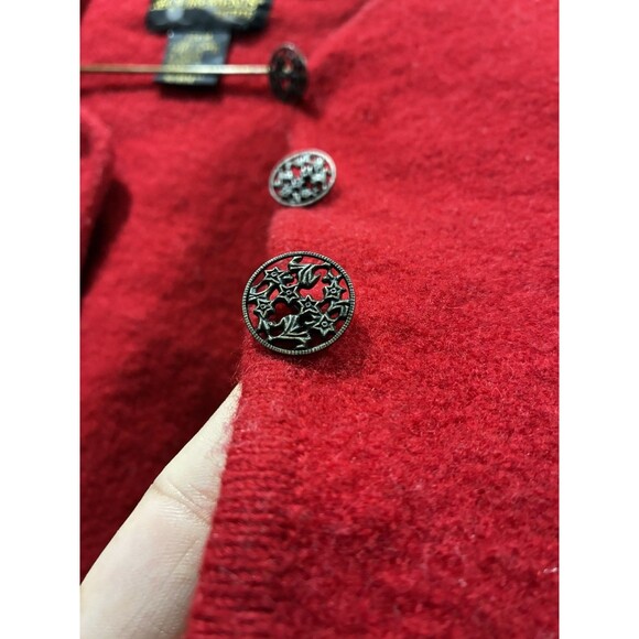 Vintage Requirements Petite 100% Wool Red Cardigan Sweater M Holiday Classic - Picture 1 of 9